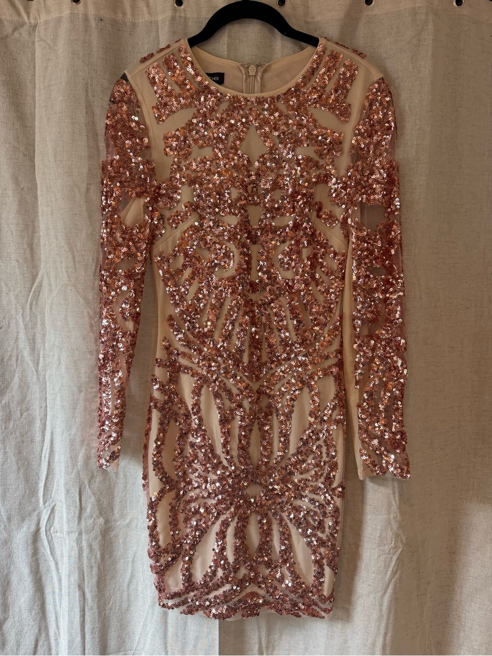 bebe Rose Gold Sequin Mini Dress